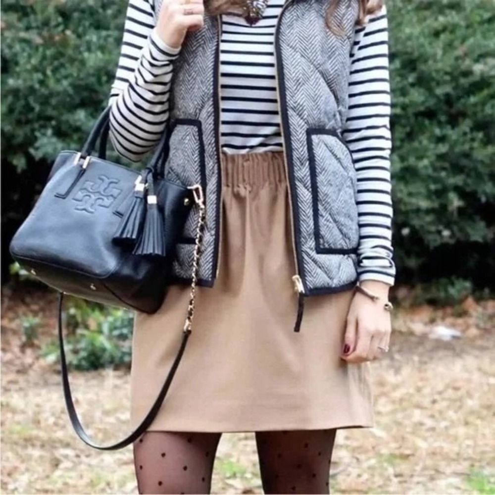 J. CREW 10 Beige Wool Blend Sidewalk Skirt‎ Mini A-Line Paperbag Waist Pockets